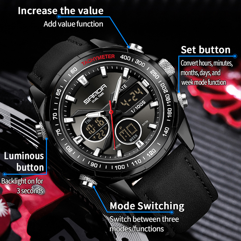 Reloj SANDA con cronógrafo de  - Smartwatch Watches For Men Digital reseña y precio