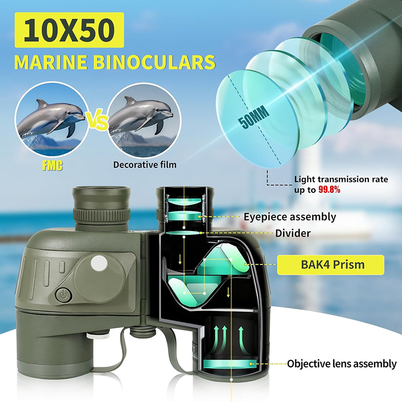 Binoculares 10x50, telescopio  - Tide Watch Surf reseña y precio