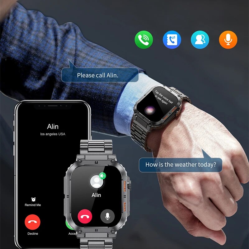 LIGE-Reloj inteligente deporti - Smartwatch Watches For Men Digital reseña y precio