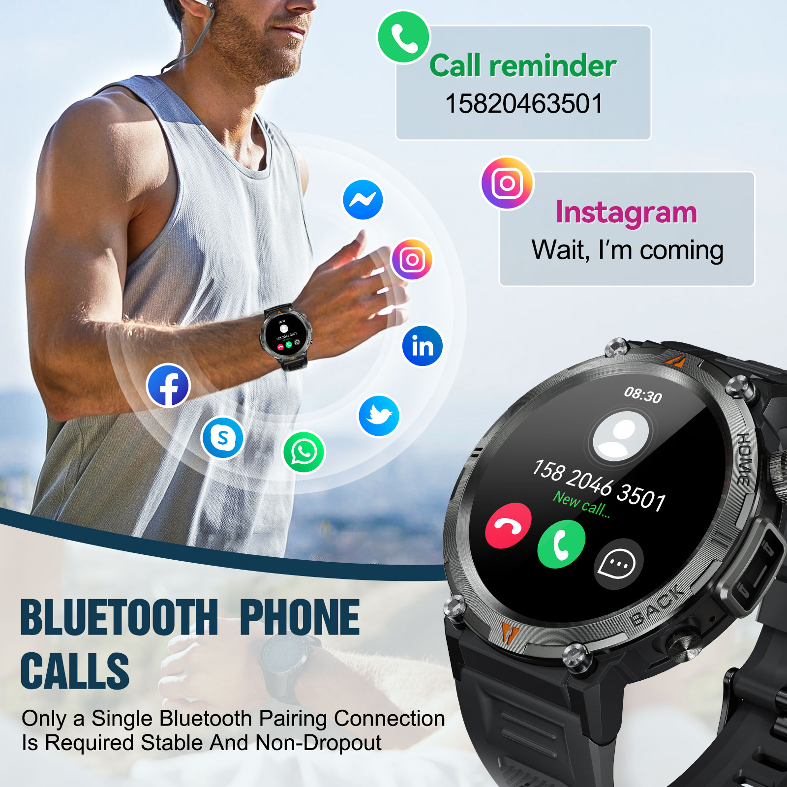 EIGIIS KE3 Bluetooth llamada r - Smartwatch Watches For Men Digital reseña y precio