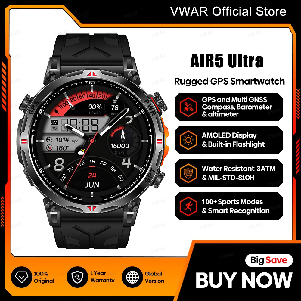 VWAR Air5 Ultra GPS Smartwatch - Watch Vs Amazfit reseña y precio